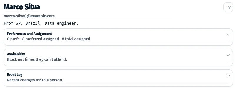 Attendee management view