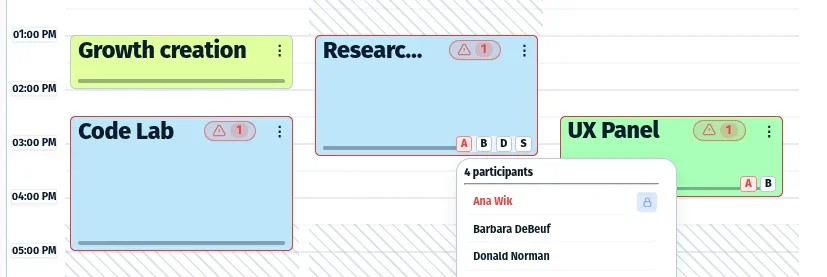 Conflict detection panel